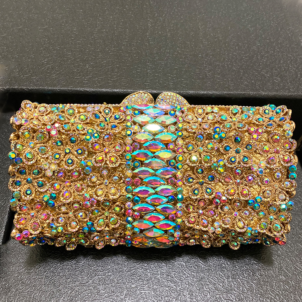Luxury Bags Gold - AB Rhinestone Evening Clutches WHTUOHENG Diamond