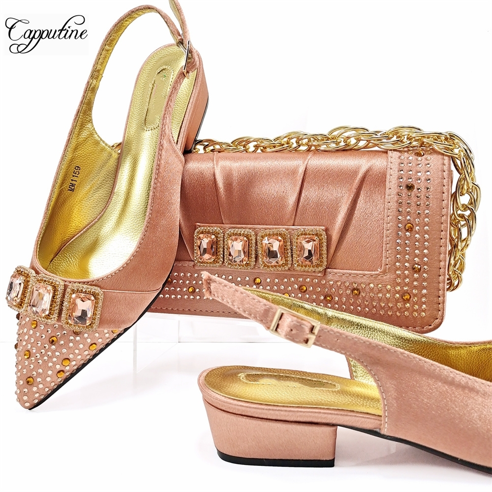 Luxury Bags Medium Size - Peach Women Shoes And Bag Set