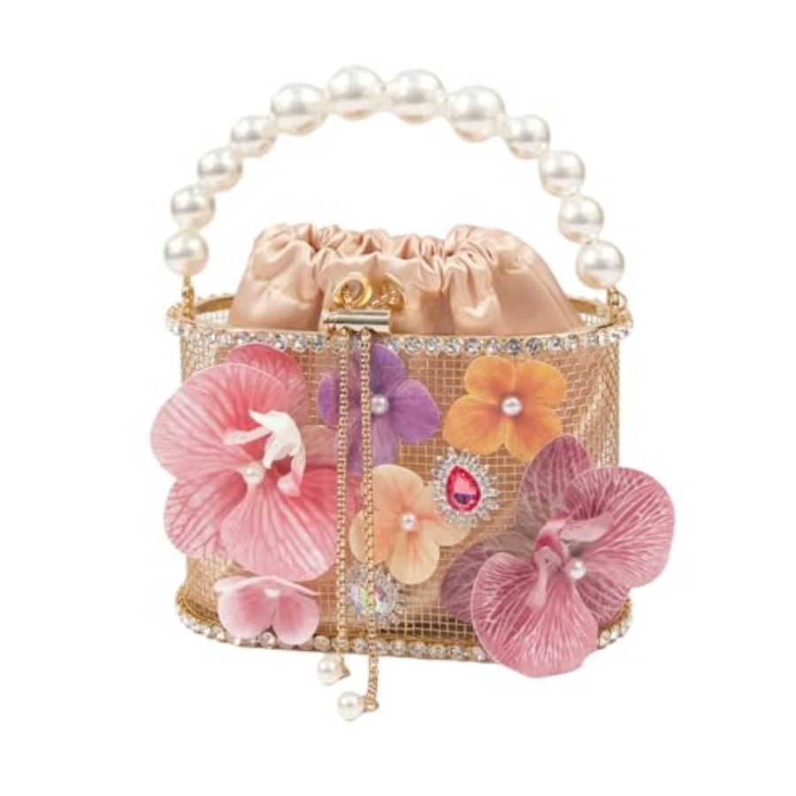 Luxury Bags Gold - Luxury Women's Party Flower Shaped Rhinestone