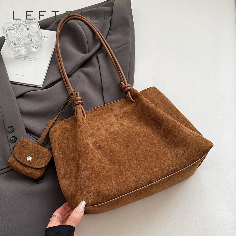 Luxury Bags For Young Women - LEFTSIDE Luxury Faux Suede Tote Bag
