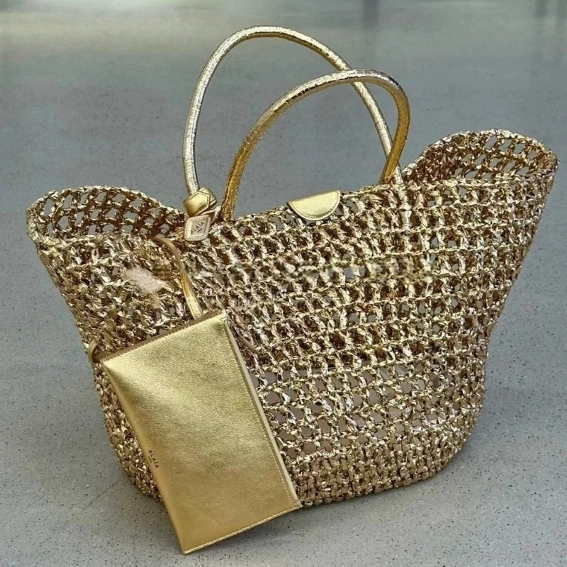 Luxury Bags Gold - Metallic Woven Tote Bag Women Luxury