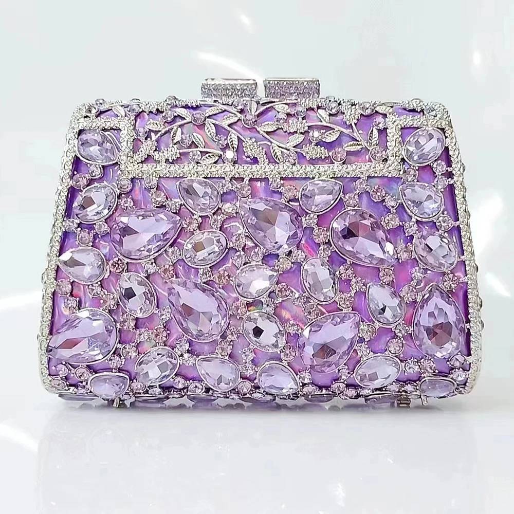 Luxury Bags Girls - Purple Large Rhinestone Evening Clutch Purses