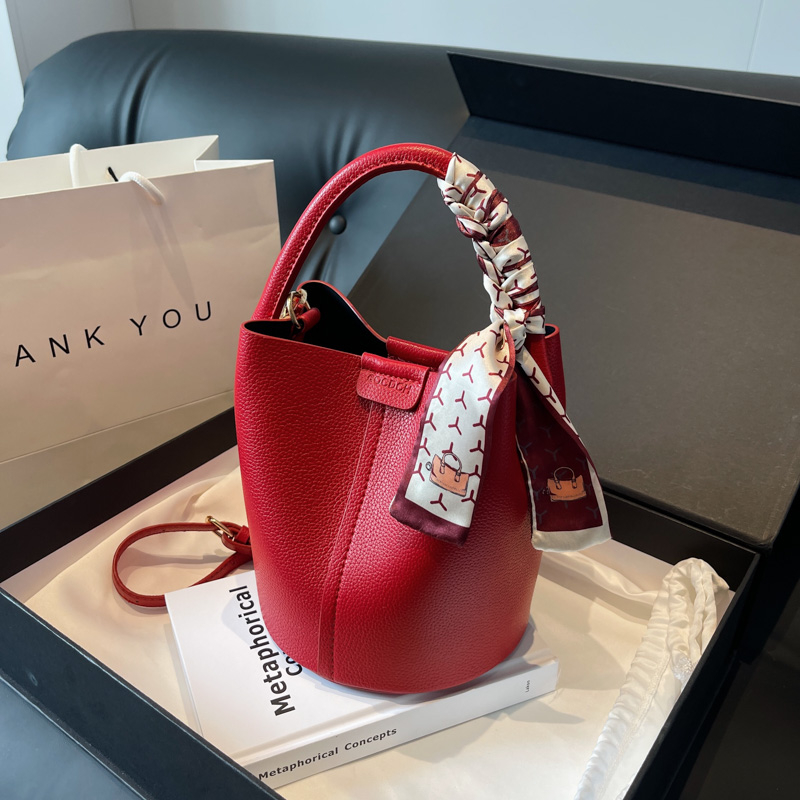 Red PU Bucket Shoulder and Cro - Luxury Bags Sale 리뷰 및 가격