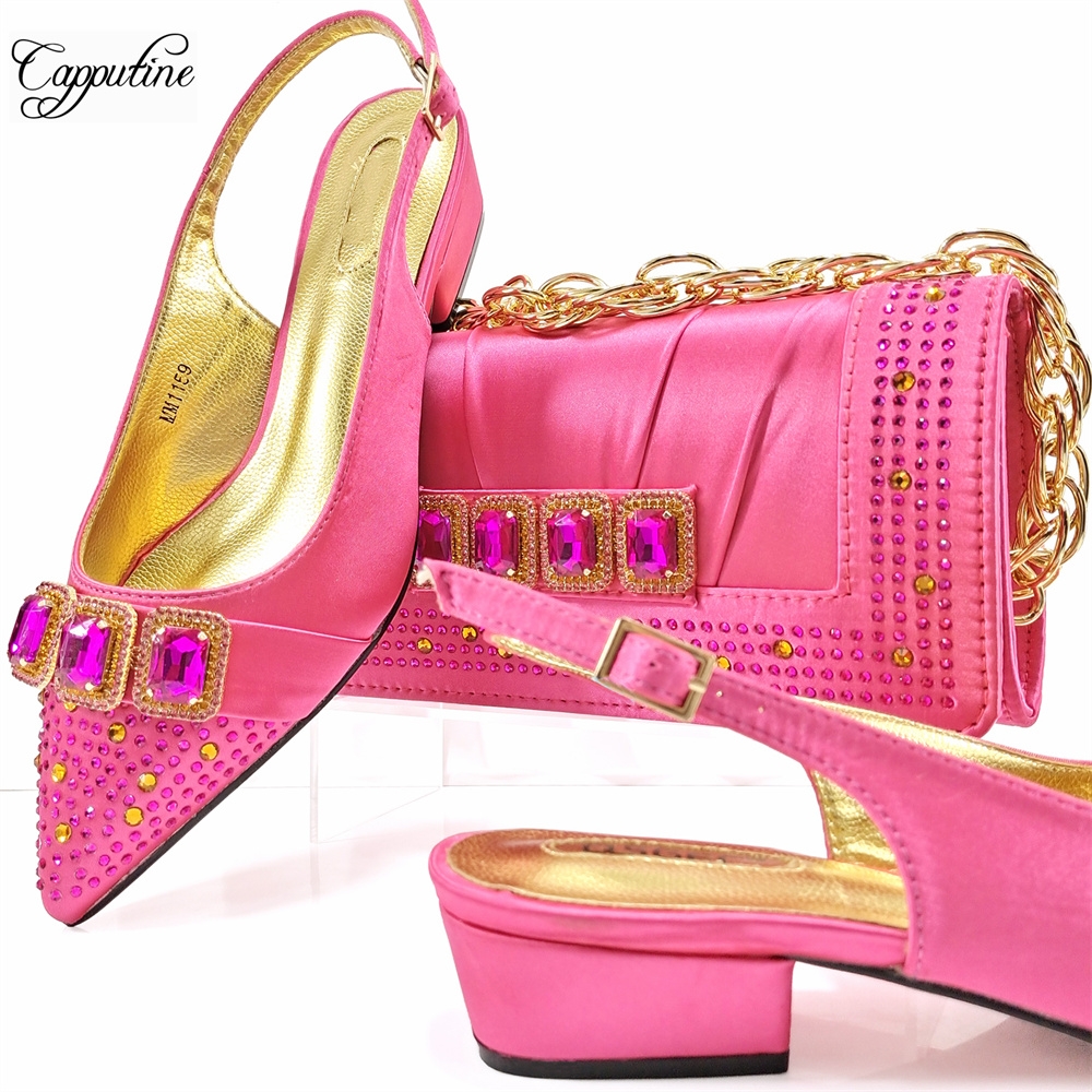 Peach Women Shoes And Bag Set  - Luxury Bags Medium Size 리뷰 및 가격