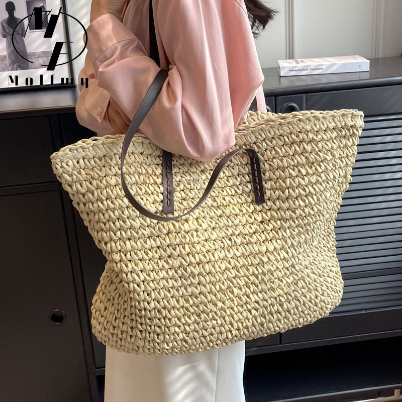 Straw Woven Tote Bags Casual L - Luxury Bags Vendor 리뷰 및 가격