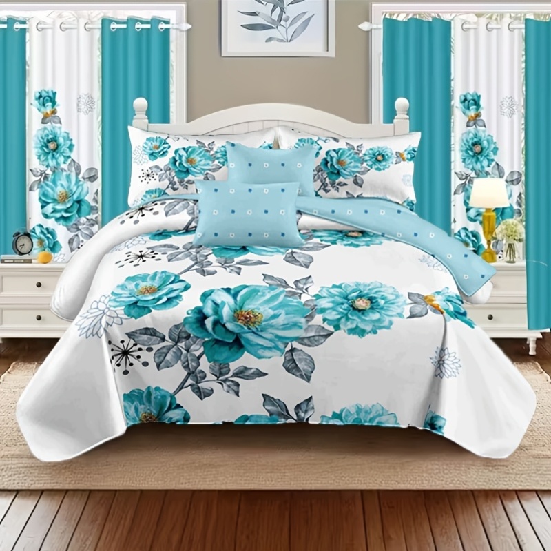 us2/3pcs Teal Floral Beding Co - Luxury Bags Pakistan 리뷰 및 가격