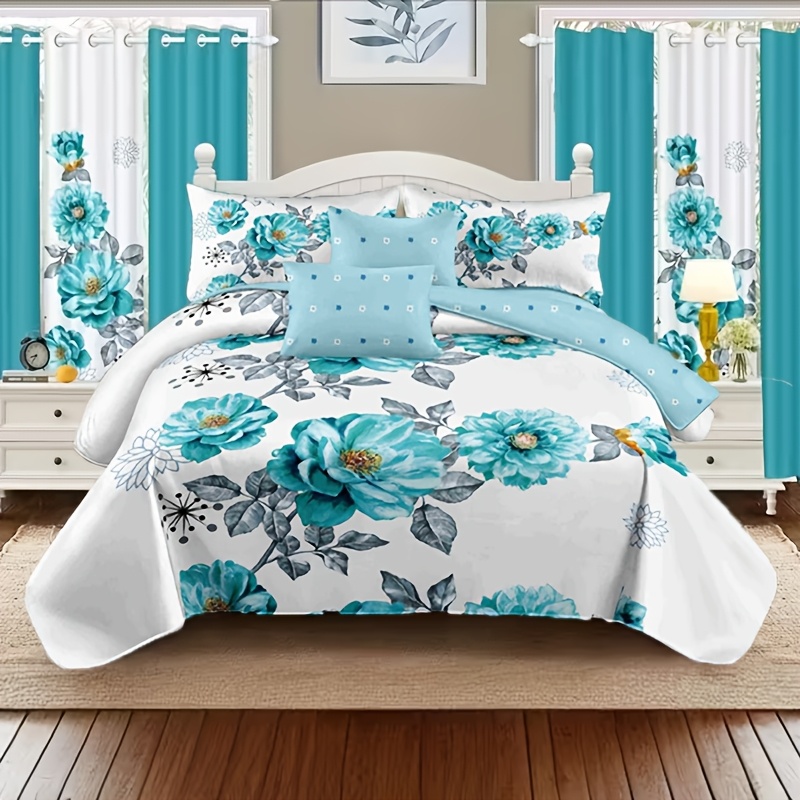 us2/3pcs Teal Floral Beding Co - Luxury Bags Pakistan 리뷰 및 가격