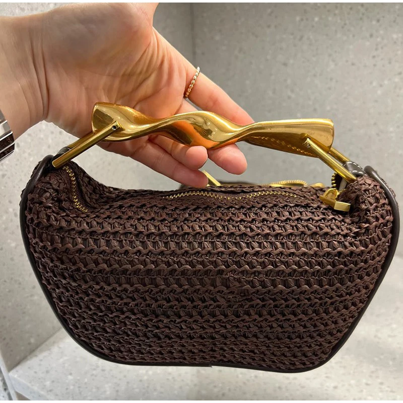 Gold Handle Brand Handwoven Ha - Luxury Bags Gold 리뷰 및 가격