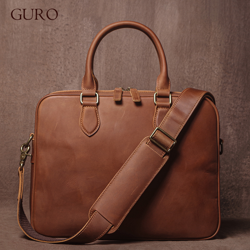 GURO Men Crazy Horse Cowhide B - Luxury Bags Vintage 리뷰 및 가격