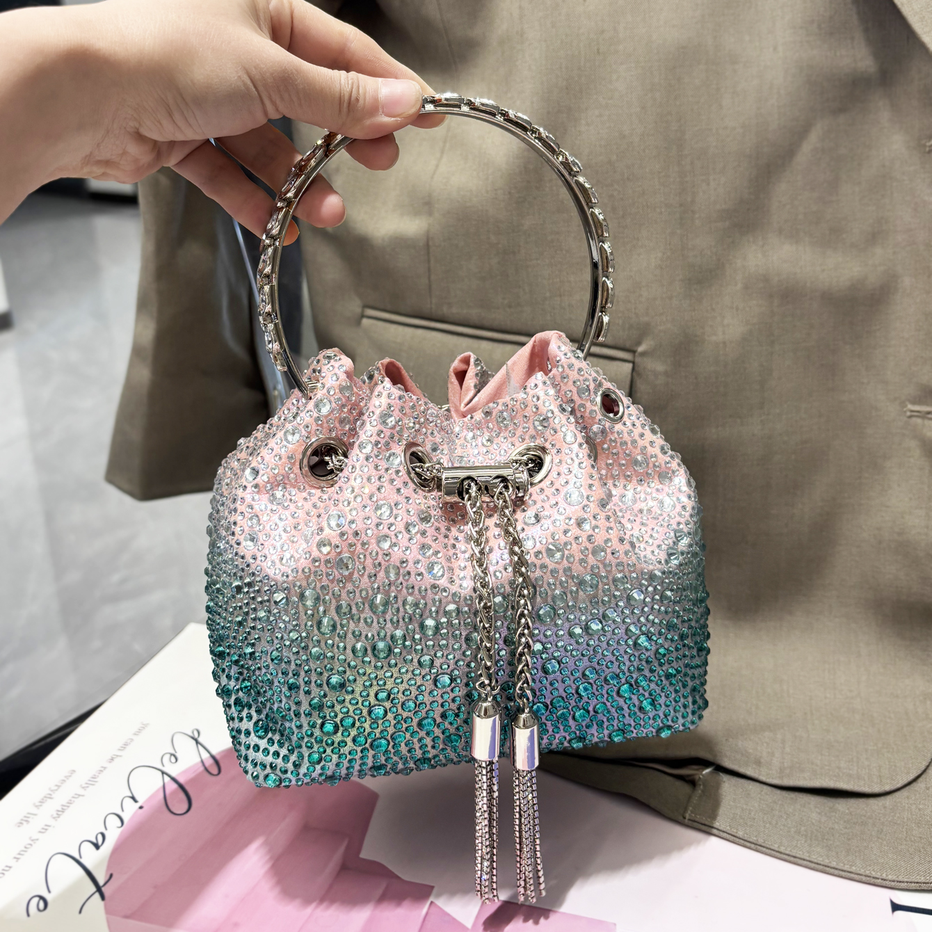 Handle Rhinestones Evening clu - Luxury Bags Medium Size 리뷰 및 가격